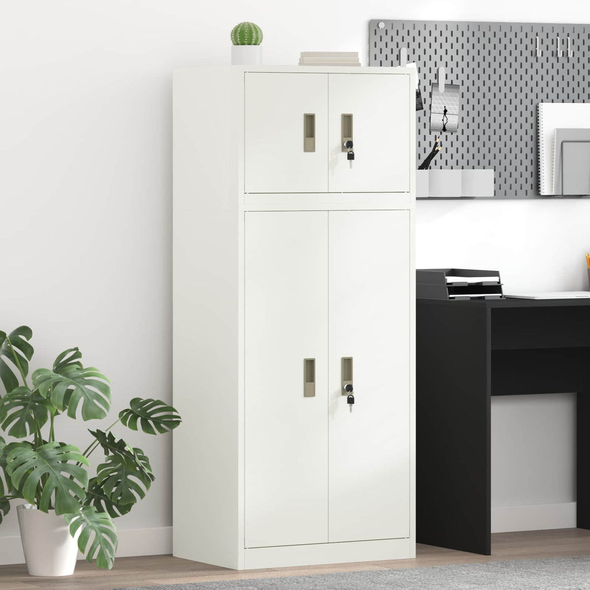 vidaXL Storage Cabinet 2 pcs White 60 x 40 x 145 cm Steel Lockable 1