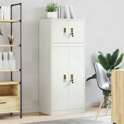 vidaXL Storage Cabinet 2 pcs White 60 x 40 x 145 cm Steel Lockable 4