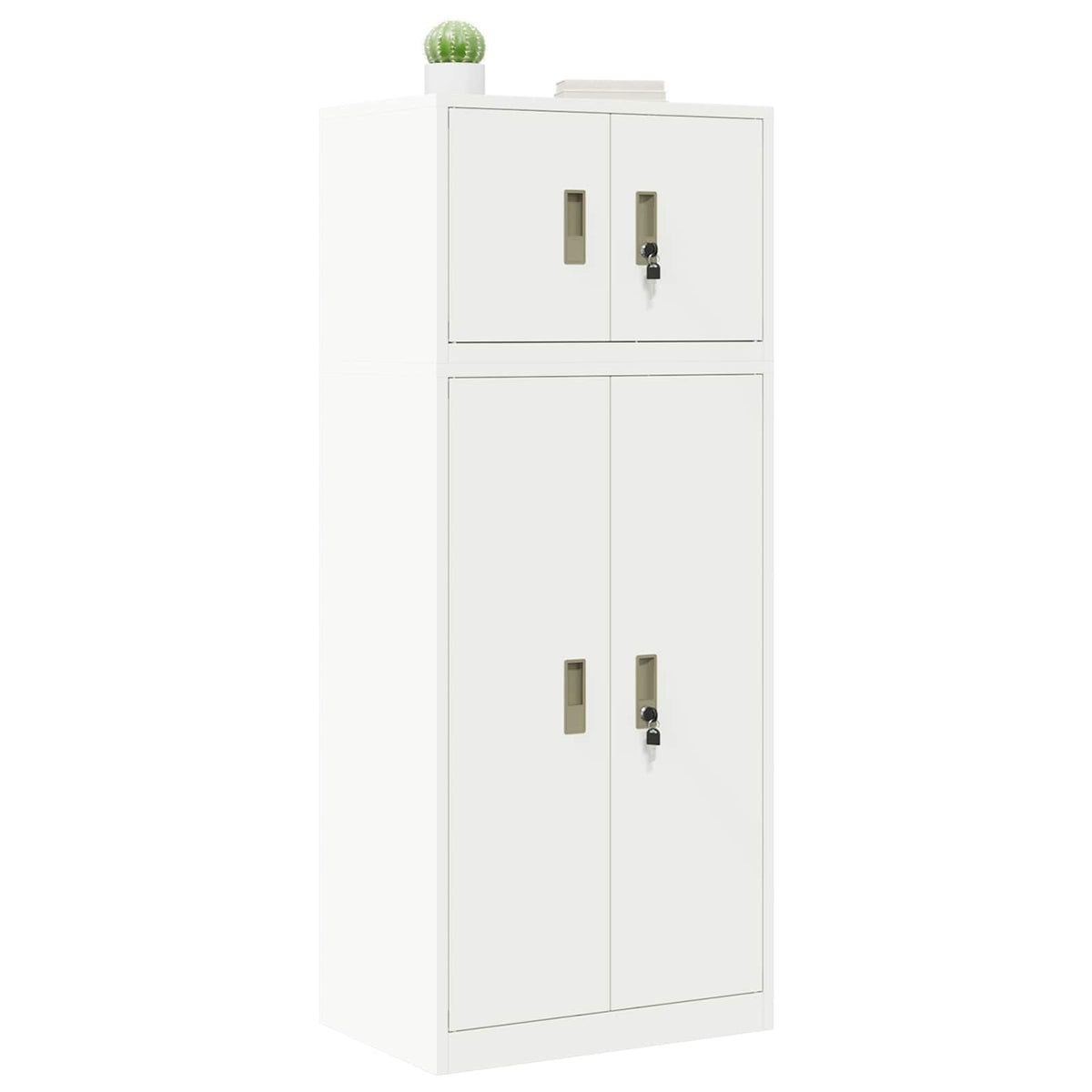 vidaXL Storage Cabinet 2 pcs White 60 x 40 x 145 cm Steel Lockable 3