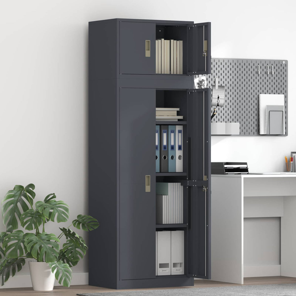 vidaXL Storage Cabinet 2 pcs Anthracite 60 x 40 x 180 cm Steel 1