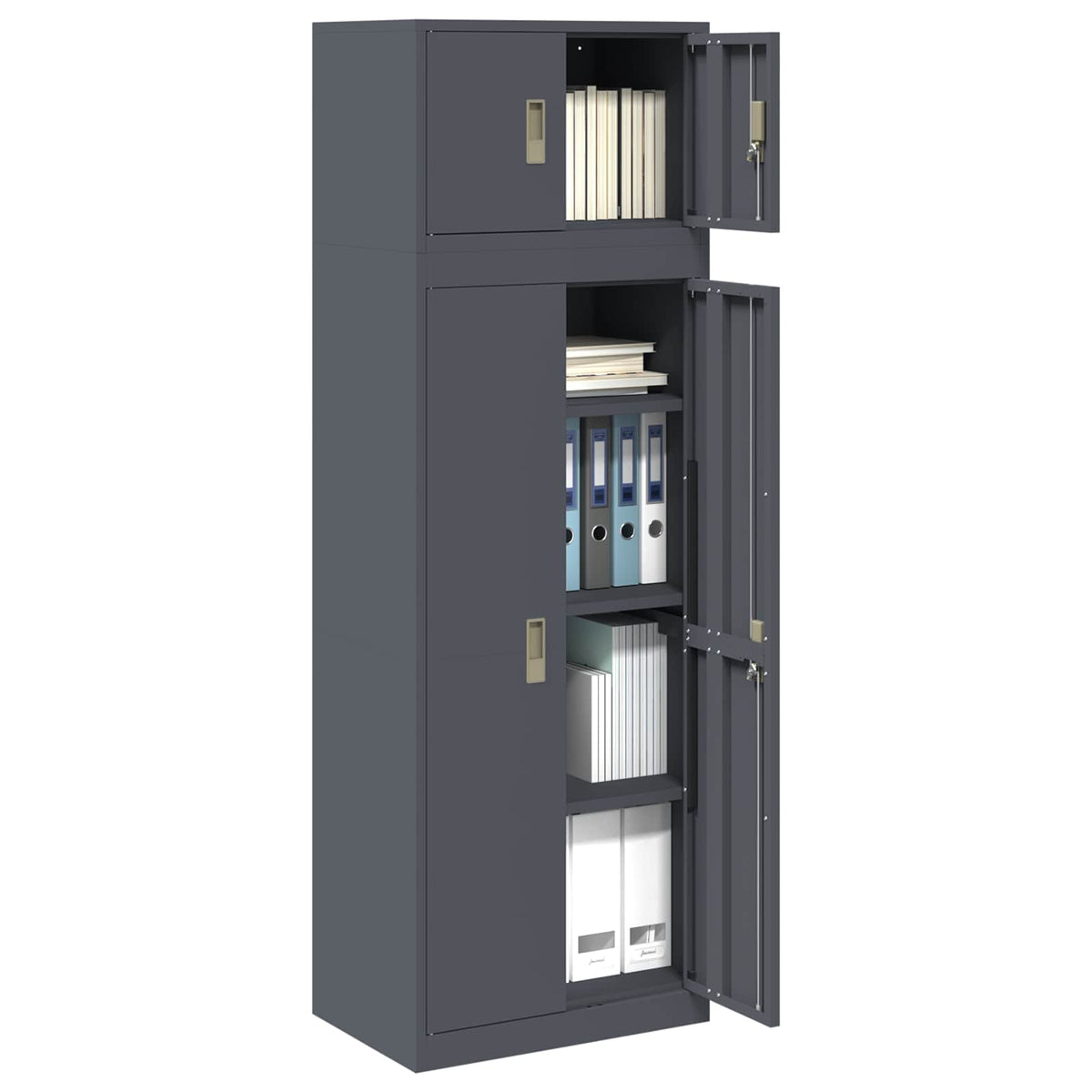 vidaXL Storage Cabinet 2 pcs Anthracite 60 x 40 x 180 cm Steel 3