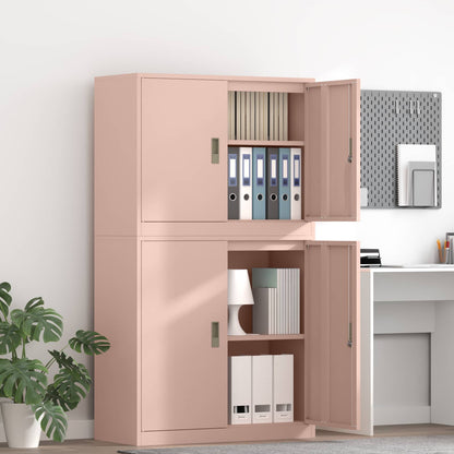 vidaXL Storage Cabinet 2 pcs Pink 90 x 40 x 160 cm Steel Lockable 1