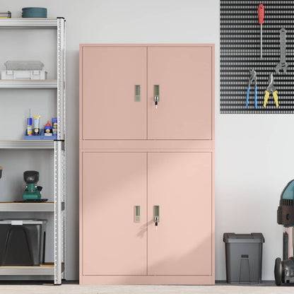 vidaXL Storage Cabinet 2 pcs Pink 90 x 40 x 160 cm Steel Lockable 4