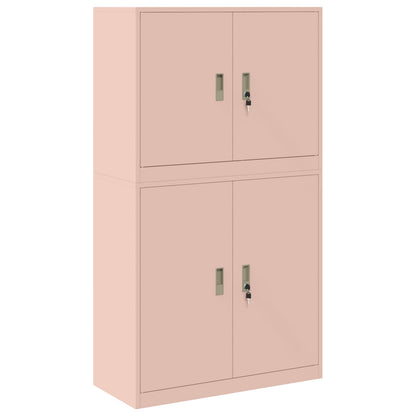 vidaXL Storage Cabinet 2 pcs Pink 90 x 40 x 160 cm Steel Lockable 2
