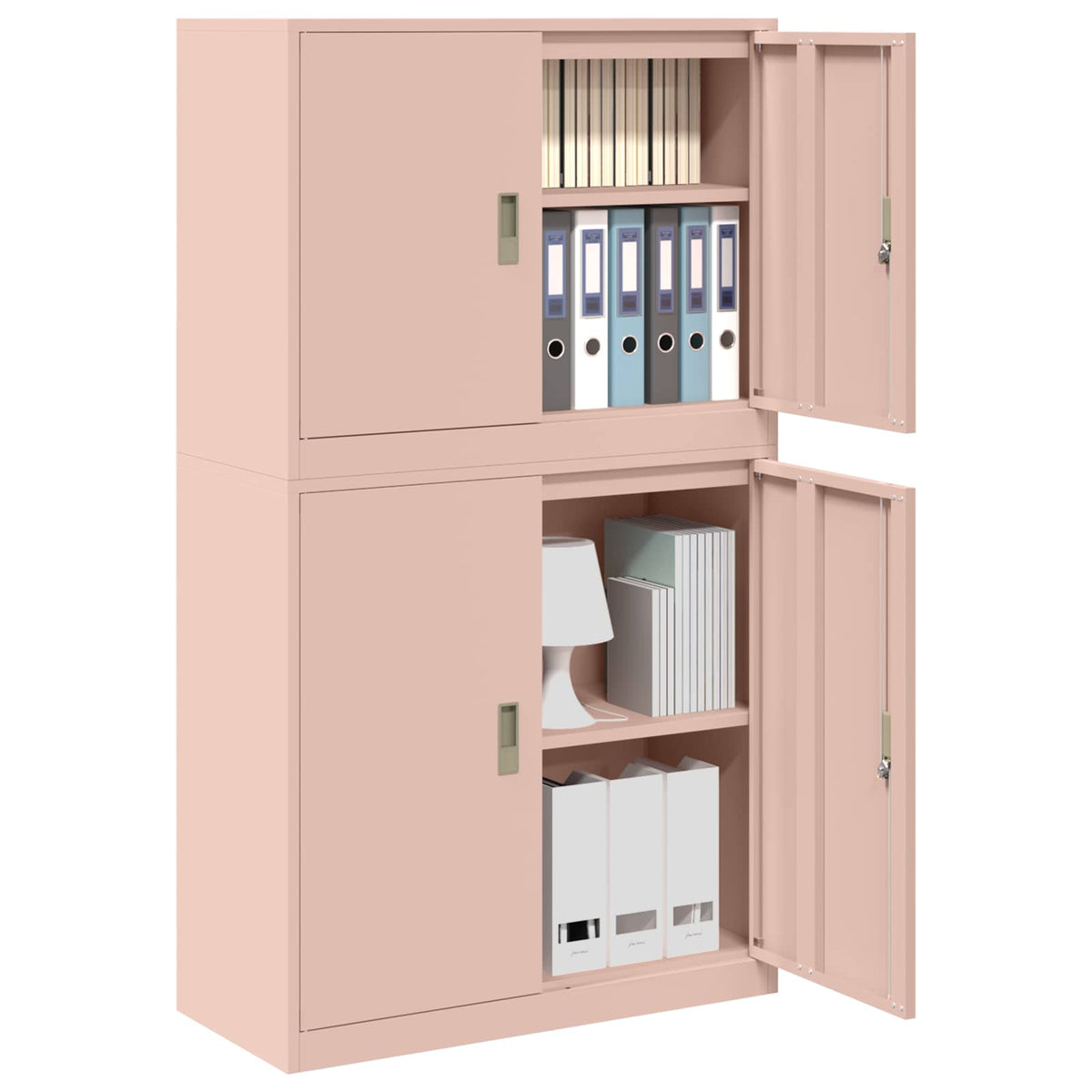 vidaXL Storage Cabinet 2 pcs Pink 90 x 40 x 160 cm Steel Lockable 3