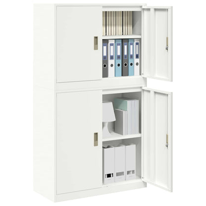 vidaXL Storage Cabinet 2 pcs White 90 x 40 x 160 cm Steel Lockable 3