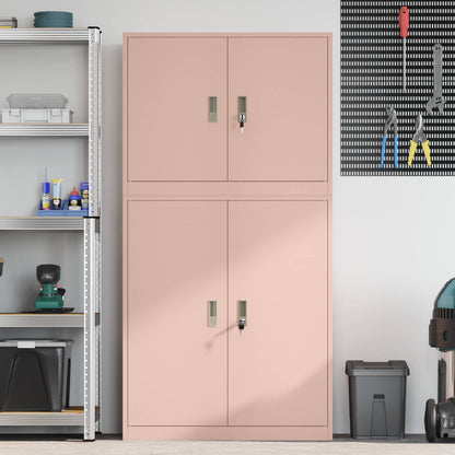 vidaXL Storage Cabinet 2 pcs Pink 90 x 40 x 175 cm Steel Lockable 4