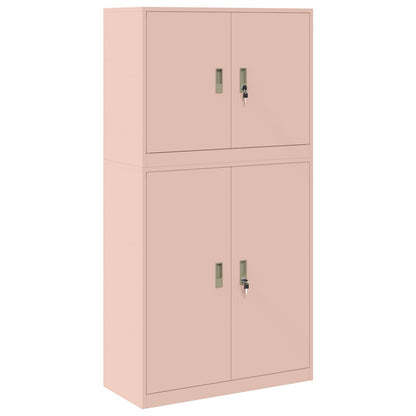 vidaXL Storage Cabinet 2 pcs Pink 90 x 40 x 175 cm Steel Lockable 2