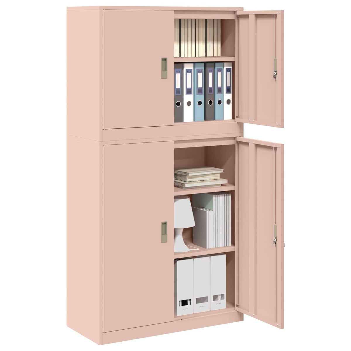 vidaXL Storage Cabinet 2 pcs Pink 90 x 40 x 175 cm Steel Lockable 3