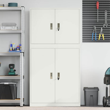 vidaXL Storage Cabinet 2 pcs White 90 x 40 x 175 cm Steel Lockable 4