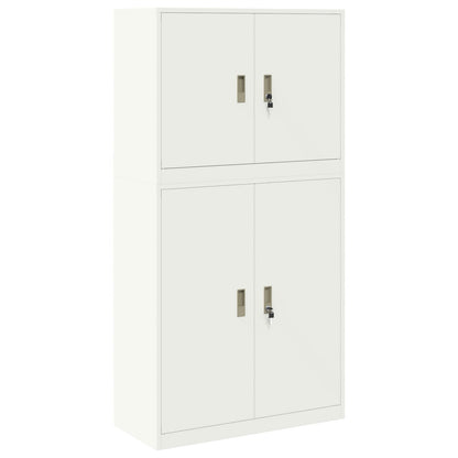 Storage Cabinet 2 pcs 90 x 40 x 160 cm Steel Lockable Width 90 cm White 105 cm