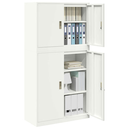 vidaXL Storage Cabinet 2 pcs White 90 x 40 x 175 cm Steel Lockable 3