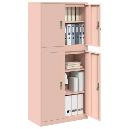vidaXL Storage Cabinet 2 pcs Pink 80 x 40 x 175 cm Steel Lockable 3