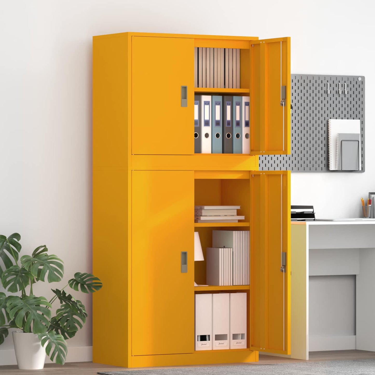 vidaXL Storage Cabinet 2 pcs Mustard Yellow 80 x 40 x 175 cm Steel 1