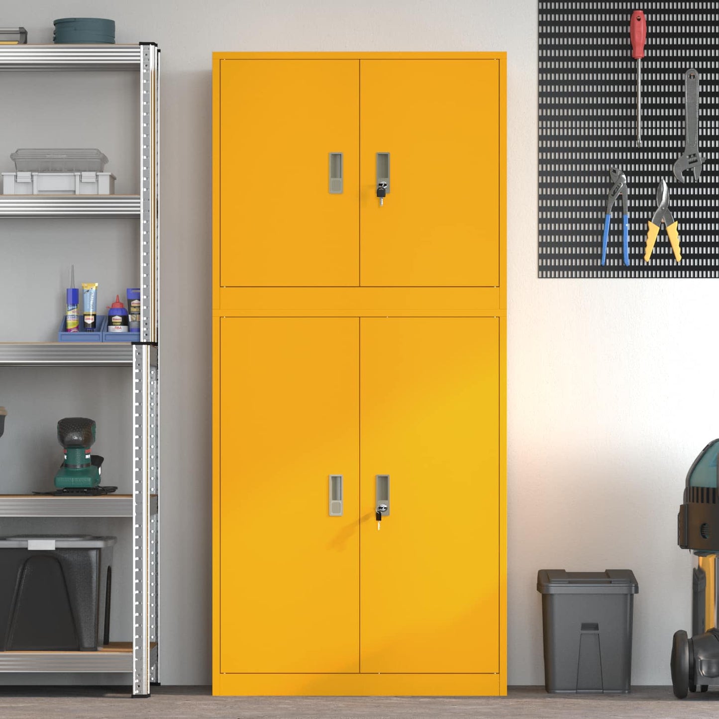 vidaXL Storage Cabinet 2 pcs Mustard Yellow 80 x 40 x 175 cm Steel 4