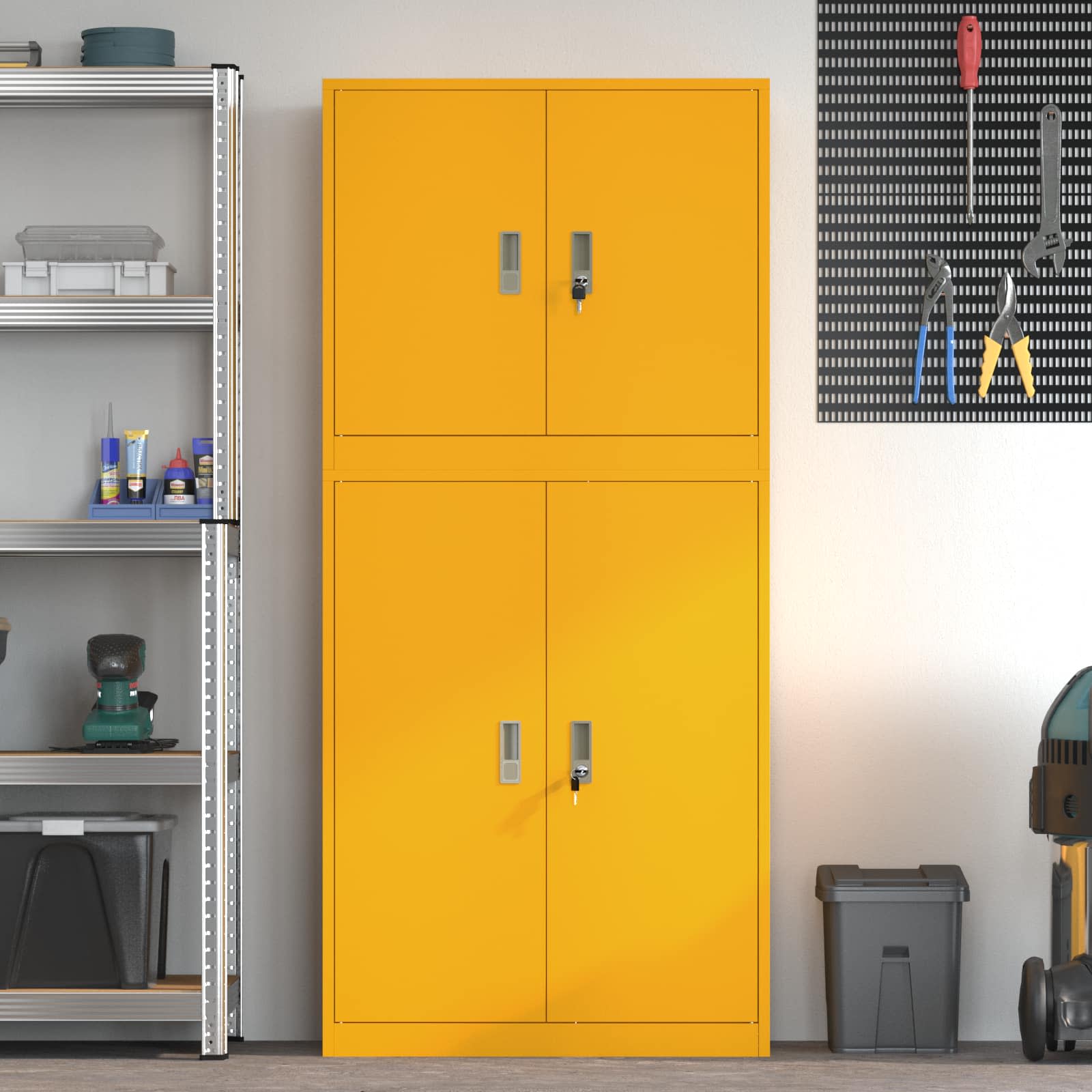 vidaXL Storage Cabinet 2 pcs Mustard Yellow 80 x 40 x 175 cm Steel 4
