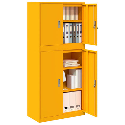vidaXL Storage Cabinet 2 pcs Mustard Yellow 80 x 40 x 175 cm Steel 3