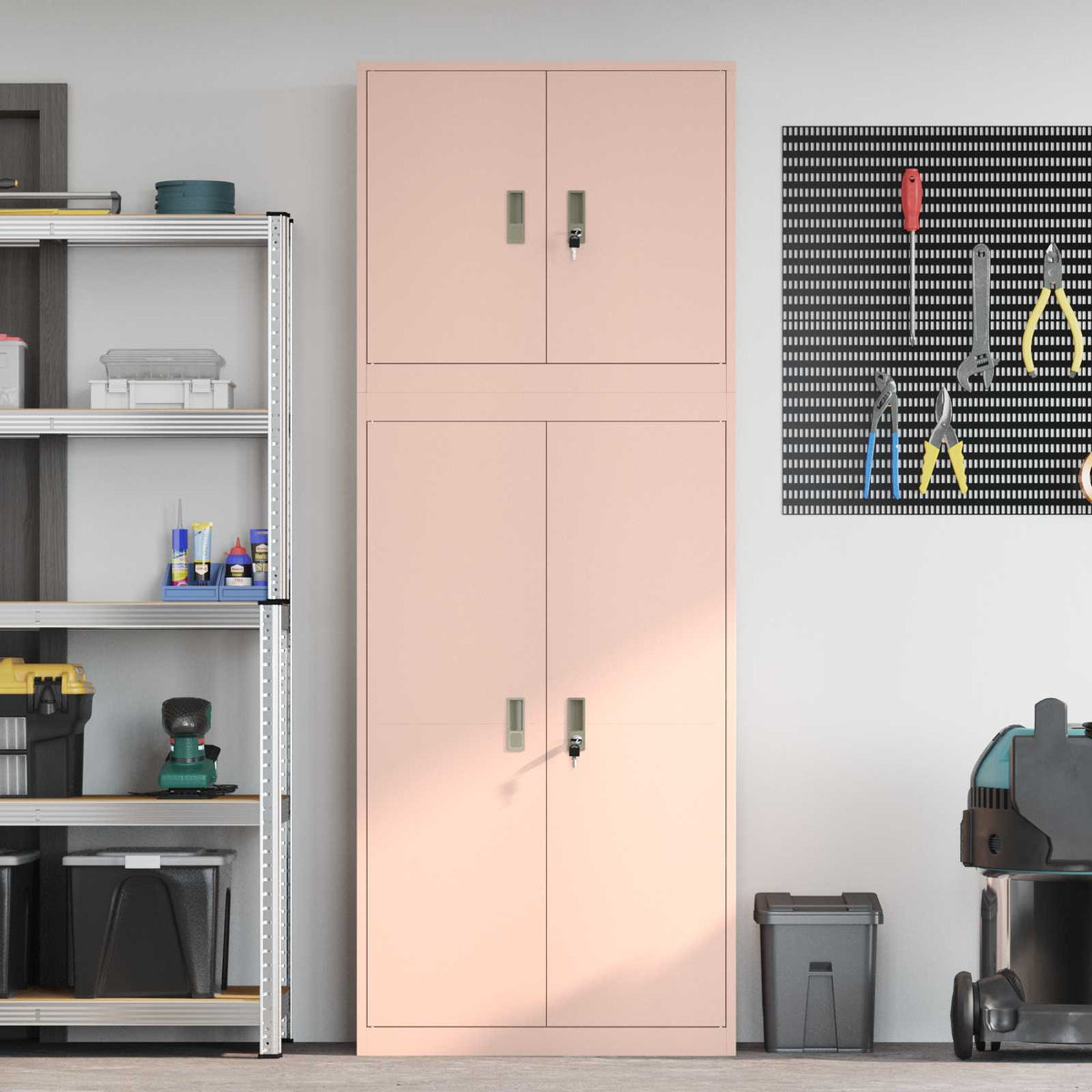 vidaXL Storage Cabinet 2 pcs Pink 80 x 40 x 210 cm Steel Lockable 4