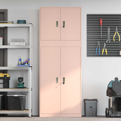 vidaXL Storage Cabinet 2 pcs Pink 80 x 40 x 210 cm Steel Lockable 4