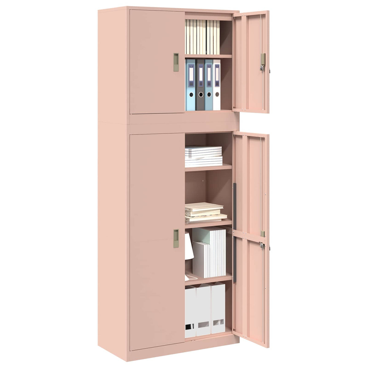 vidaXL Storage Cabinet 2 pcs Pink 80 x 40 x 210 cm Steel Lockable 3