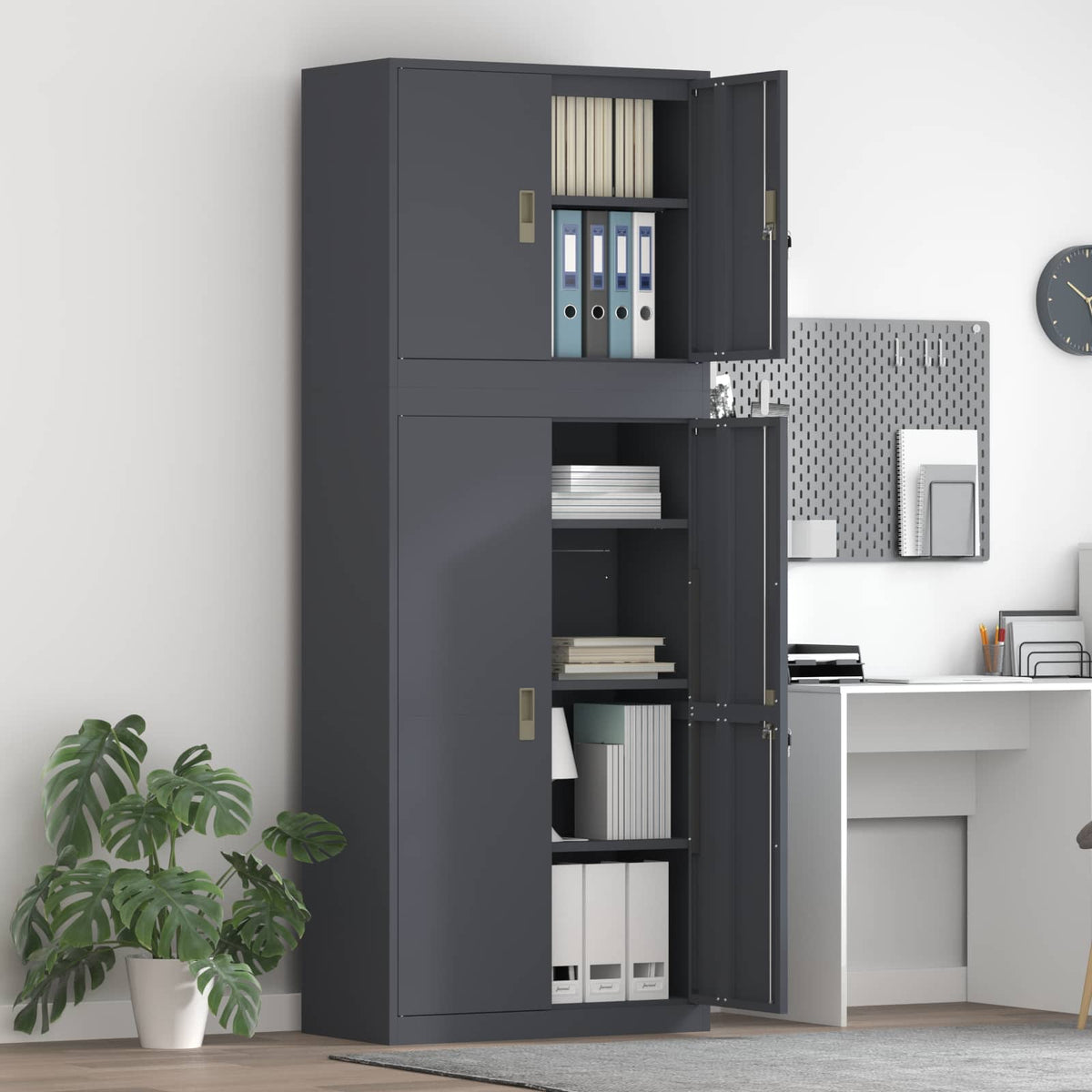 vidaXL Storage Cabinet 2 pcs Anthracite 80 x 40 x 210 cm Steel 1