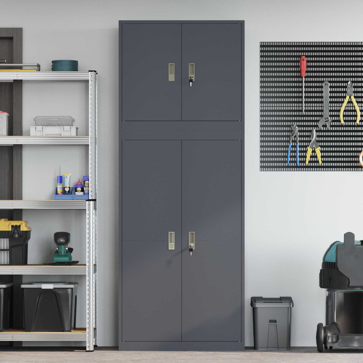 vidaXL Storage Cabinet 2 pcs Anthracite 80 x 40 x 210 cm Steel 4