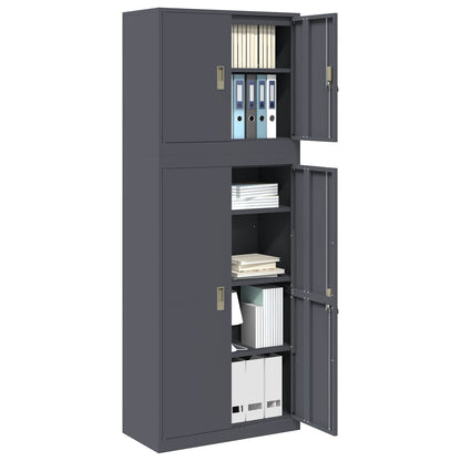 vidaXL Storage Cabinet 2 pcs Anthracite 80 x 40 x 210 cm Steel 3