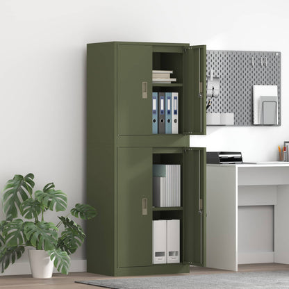 vidaXL Storage Cabinet 2 pcs Olive Green 60 x 40 x 160 cm Steel 1
