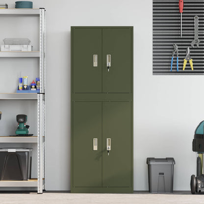 vidaXL Storage Cabinet 2 pcs Olive Green 60 x 40 x 160 cm Steel 4