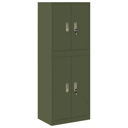 Storage Cabinet 2 pcs 60 x 40 x 210 cm Steel Width 60 cm Olive green 90 cm