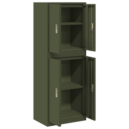 vidaXL Storage Cabinet 2 pcs Olive Green 60 x 40 x 160 cm Steel 5