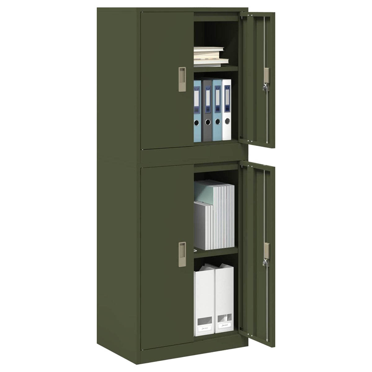 vidaXL Storage Cabinet 2 pcs Olive Green 60 x 40 x 160 cm Steel 3