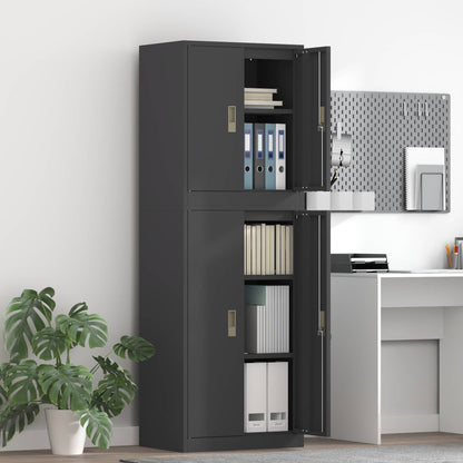 vidaXL Storage Cabinet 2 pcs Black 60 x 40 x 175 cm Steel Lockable 1