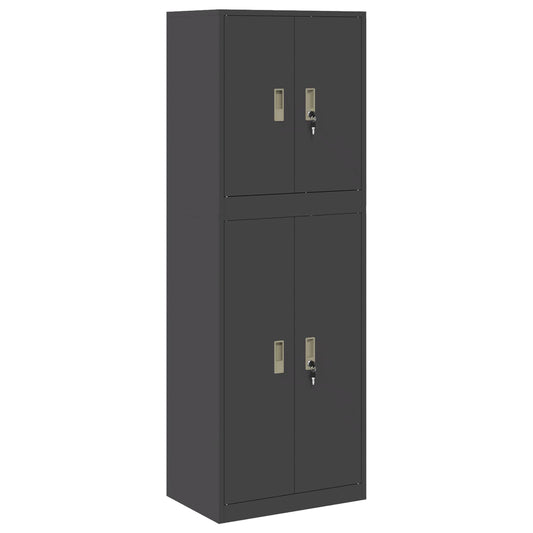 Storage Cabinet 2 pcs 60 x 40 x 210 cm Steel Width 60 cm Black 105 cm