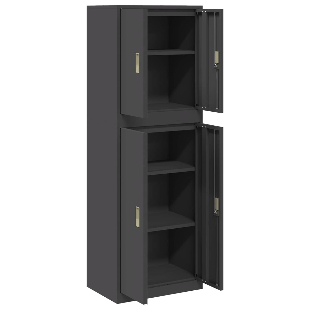 vidaXL Storage Cabinet 2 pcs Black 60 x 40 x 175 cm Steel Lockable 5