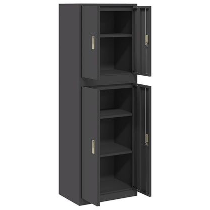 vidaXL Storage Cabinet 2 pcs Black 60 x 40 x 175 cm Steel Lockable 5