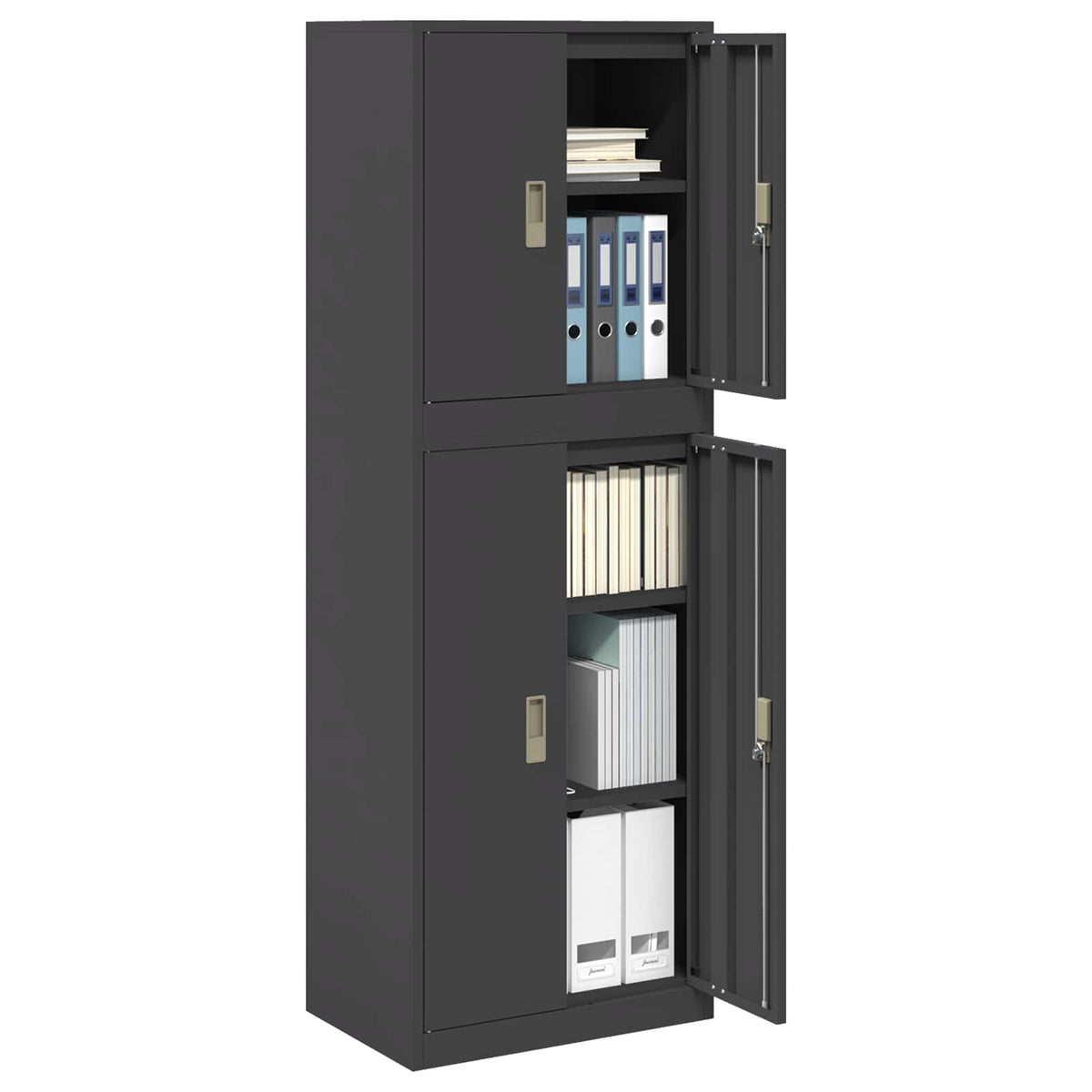 vidaXL Storage Cabinet 2 pcs Black 60 x 40 x 175 cm Steel Lockable 3