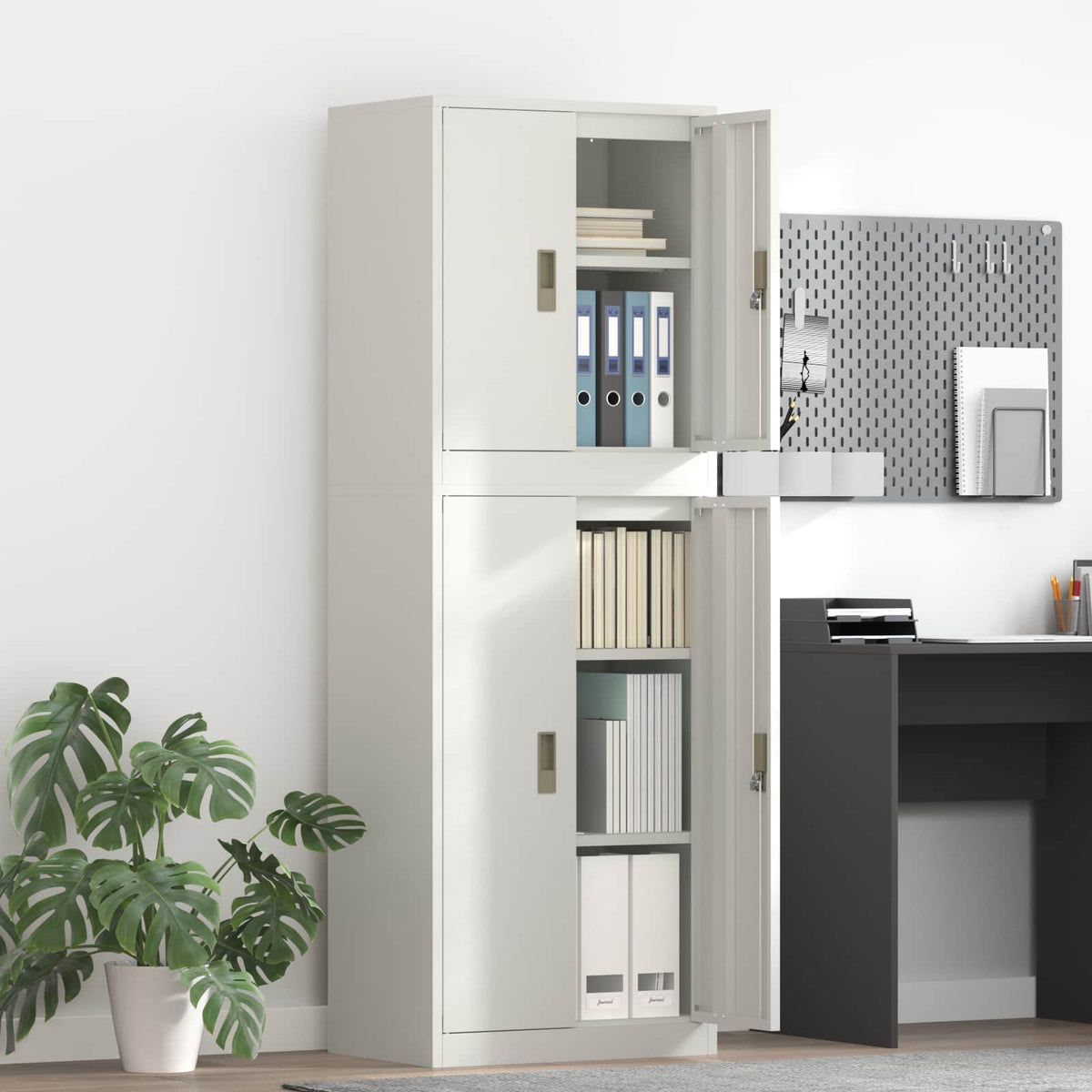 vidaXL Storage Cabinet 2 pcs White 60 x 40 x 175 cm Steel Lockable 1