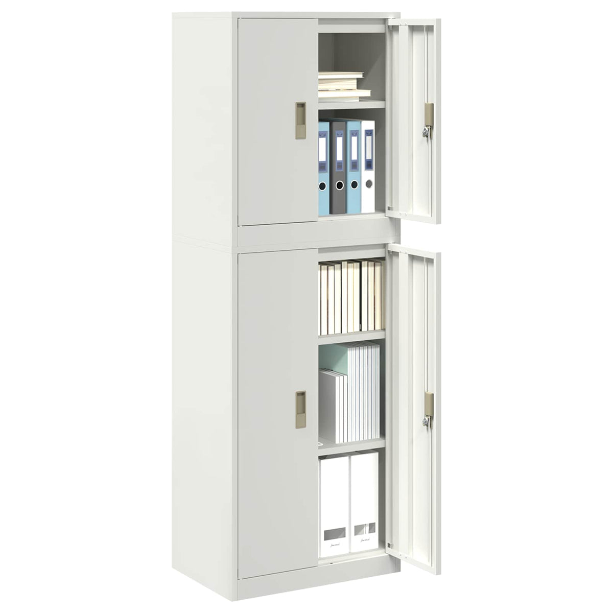 Storage Cabinet 2 pcs 60 x 40 x 210 cm Steel Width 60 cm White 105 cm