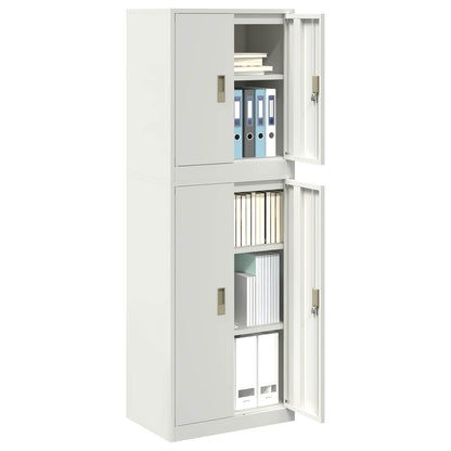 Storage Cabinet 2 pcs 60 x 40 x 210 cm Steel Width 60 cm White 105 cm