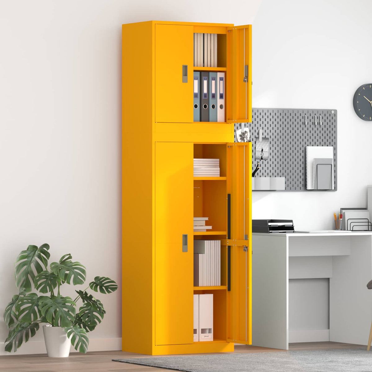 vidaXL Storage Cabinet 2 pcs Mustard Yellow 60 x 40 x 210 cm Steel 1