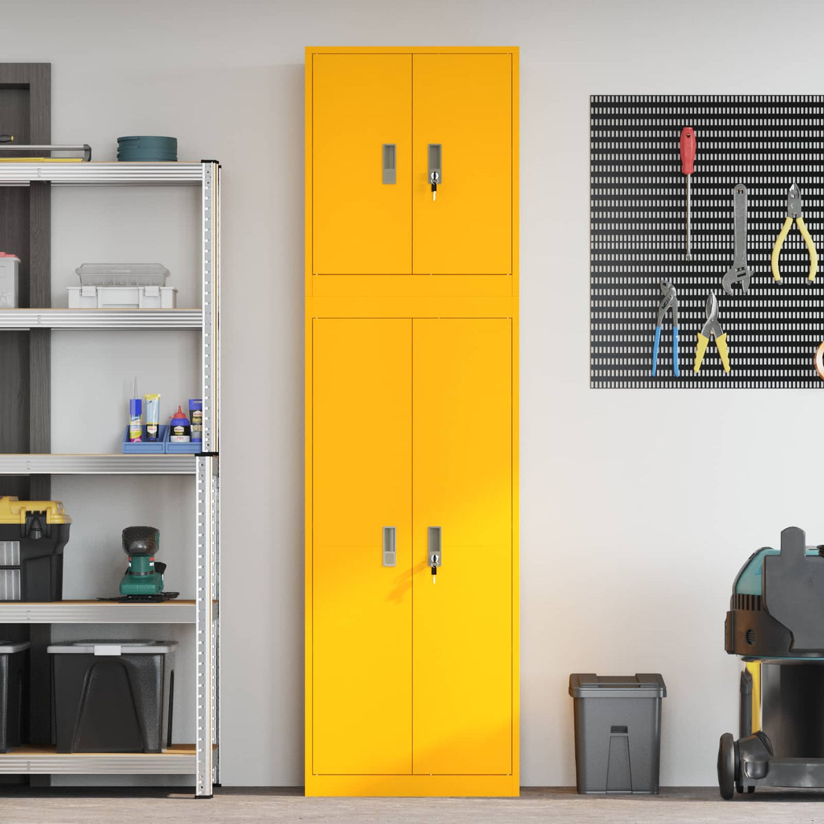 vidaXL Storage Cabinet 2 pcs Mustard Yellow 60 x 40 x 210 cm Steel 4
