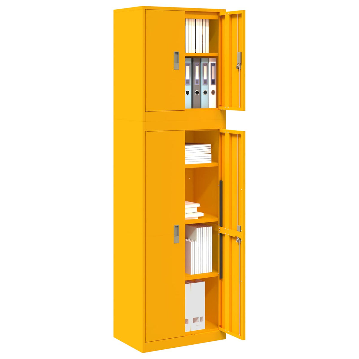 Storage Cabinet 2 pcs 60 x 40 x 210 cm Steel Width 60 cm Mustard yellow 140 cm