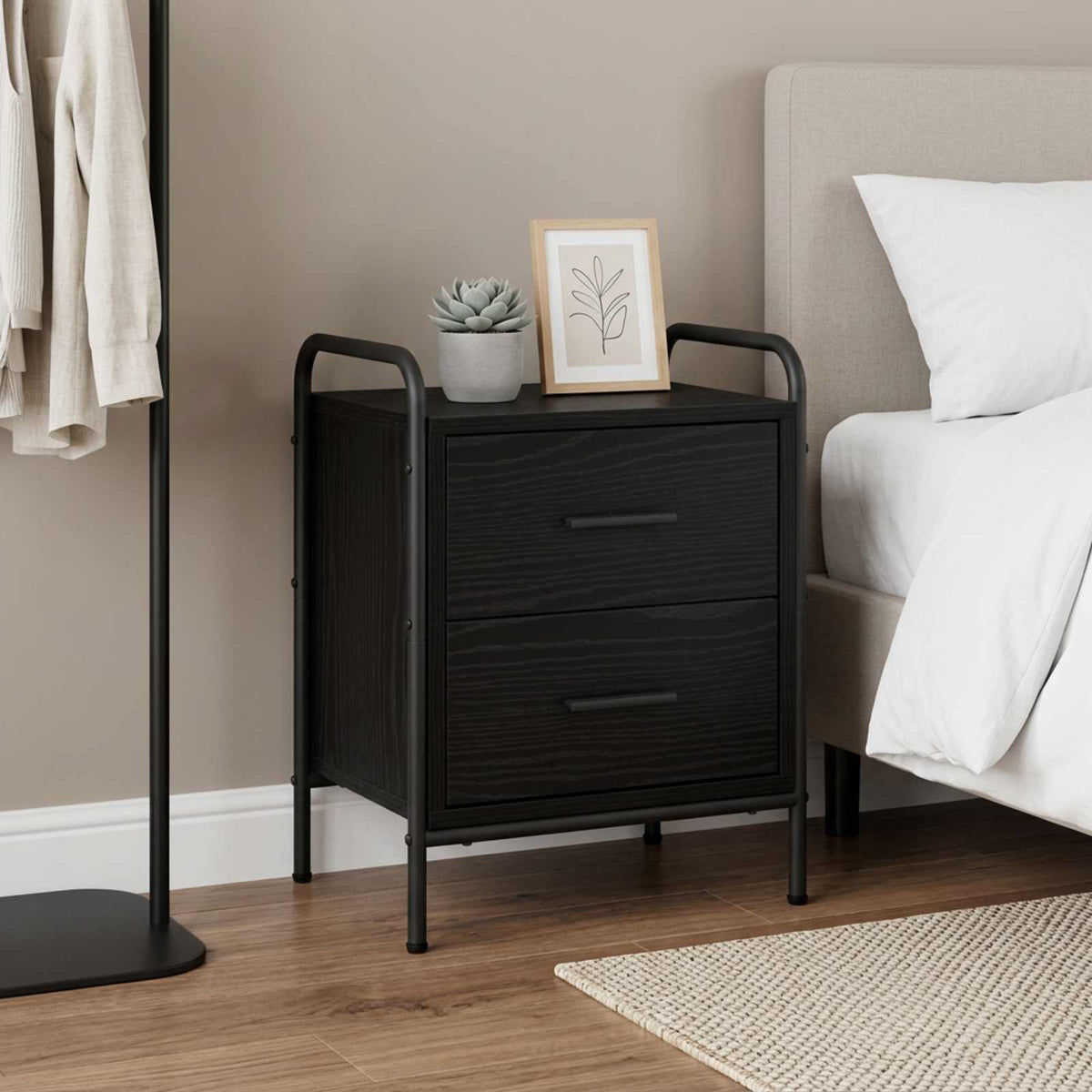 Bedside Cabinet 40 x 30 x 50 cm Engineered Wood Black oak 1