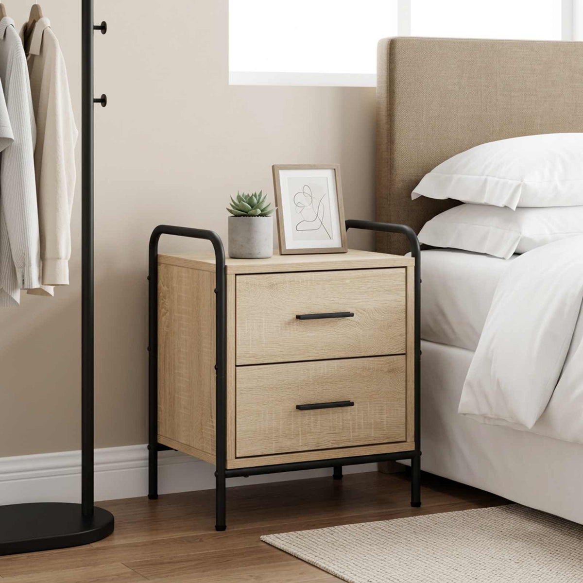 Bedside Cabinet 40 x 30 x 50 cm Engineered Wood Sonoma oak 1