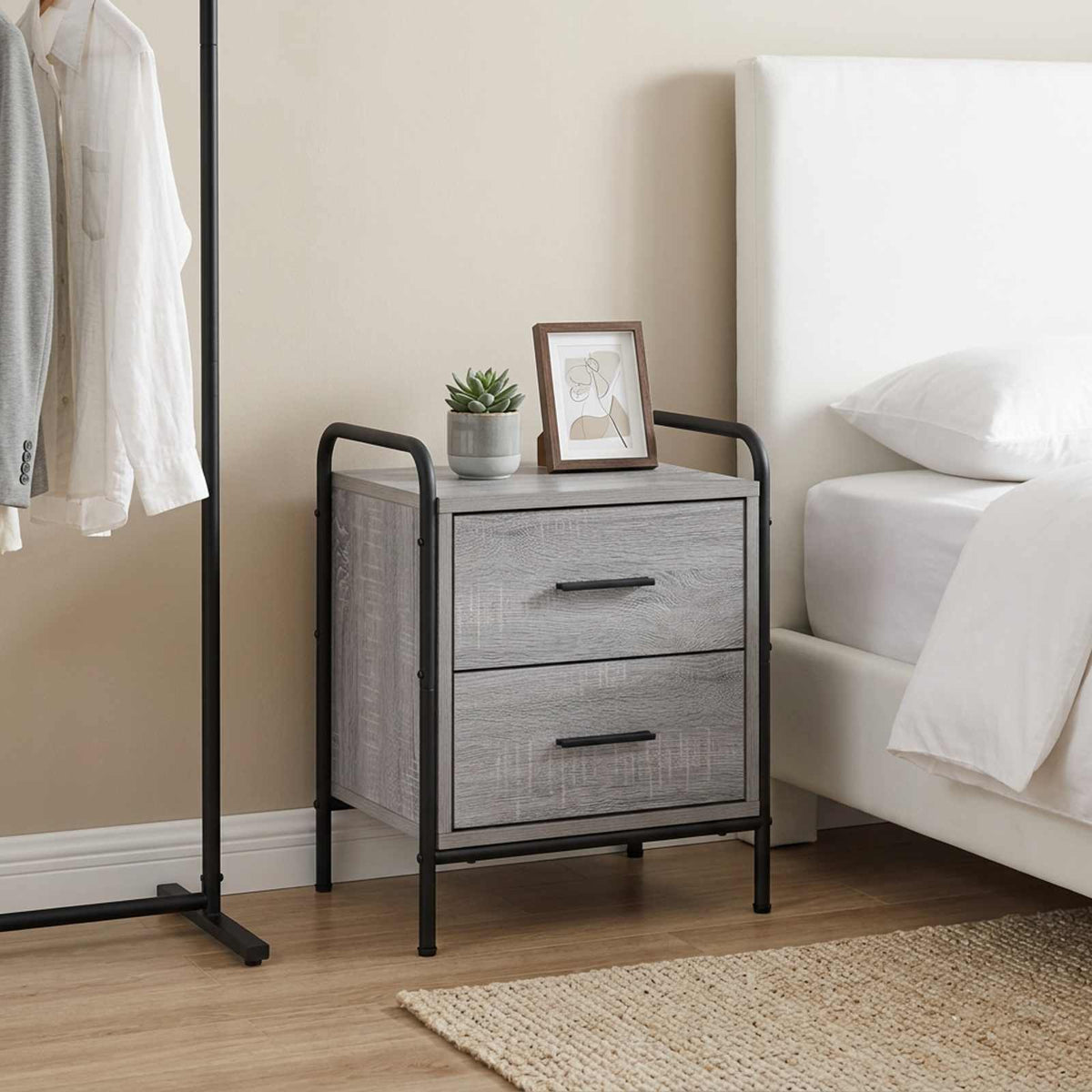 Bedside Cabinet 40 x 30 x 50 cm Engineered Wood Grey sonoma 1