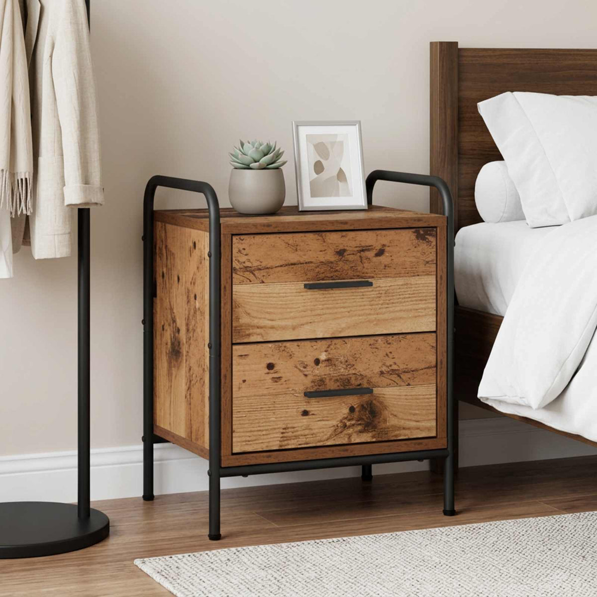 Bedside Cabinet 40 x 30 x 50 cm Engineered Wood Old wood 1