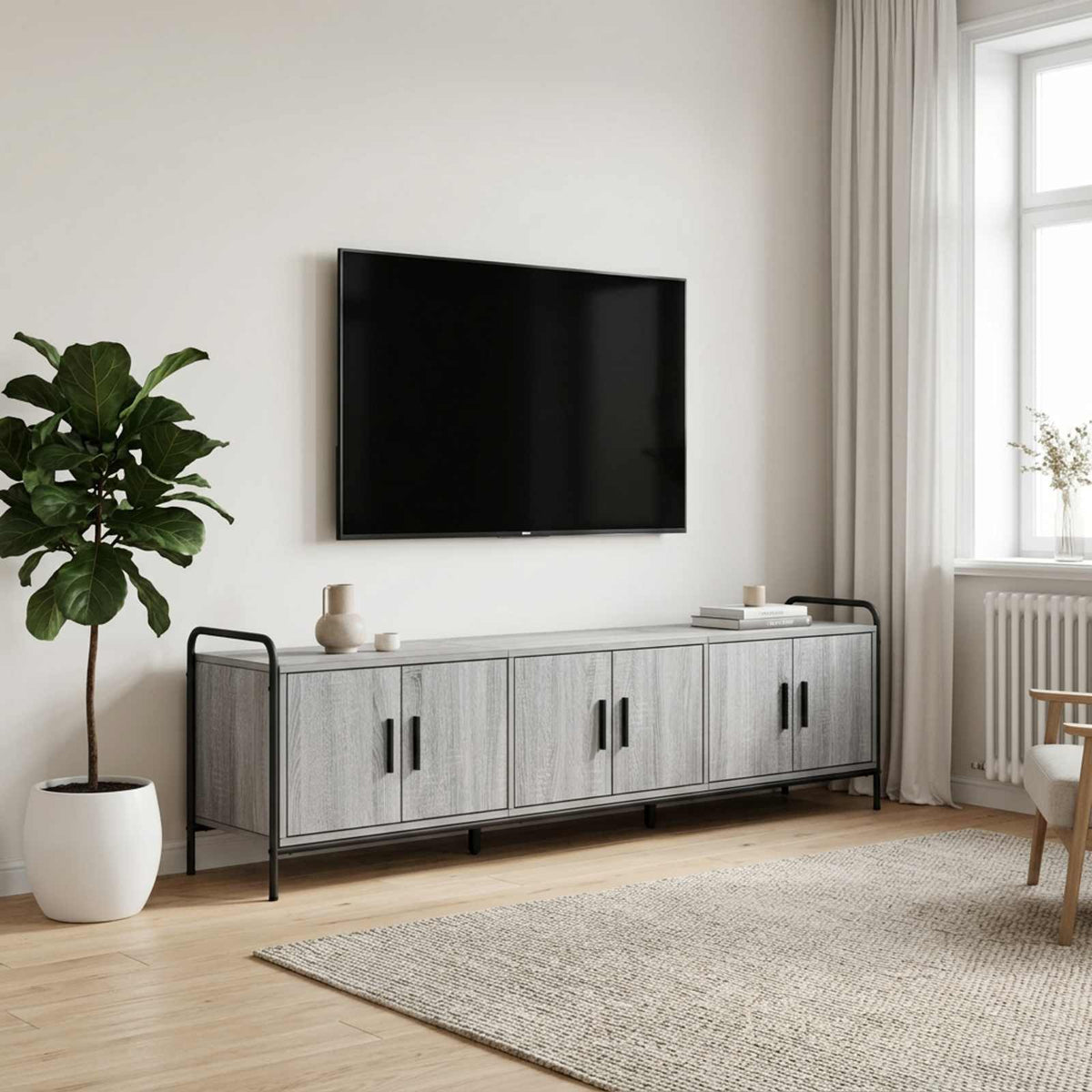 TV Cabinet Engineered Wood Grey sonoma 167.5 x 33 x 50 cm