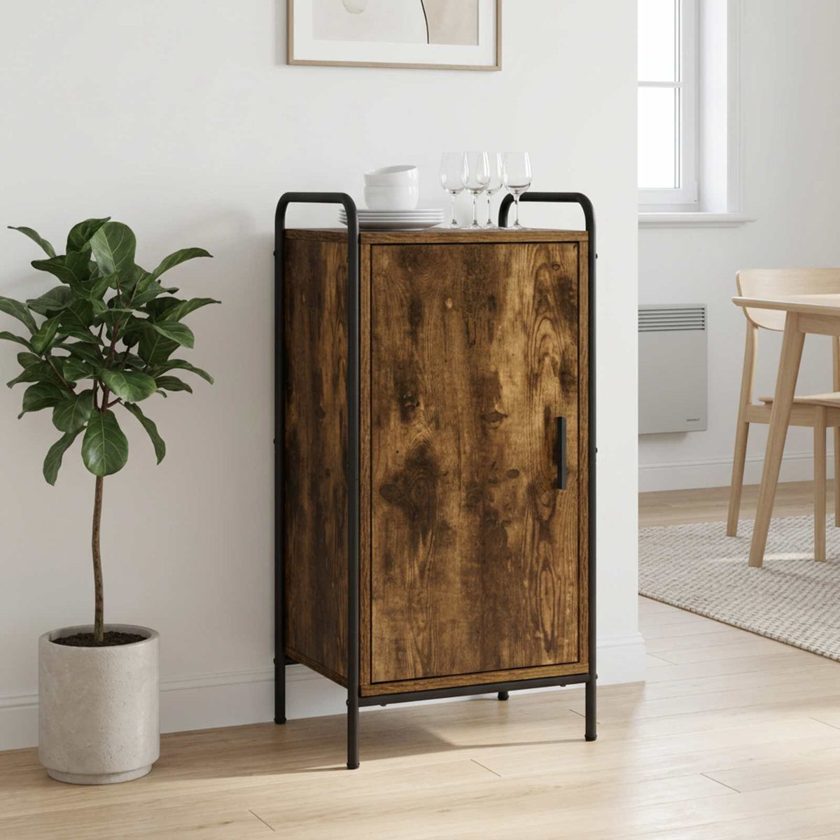 Sideboard 40 x 33 x 80.5 cm Engineered Wood with 1 Door Smoked oak