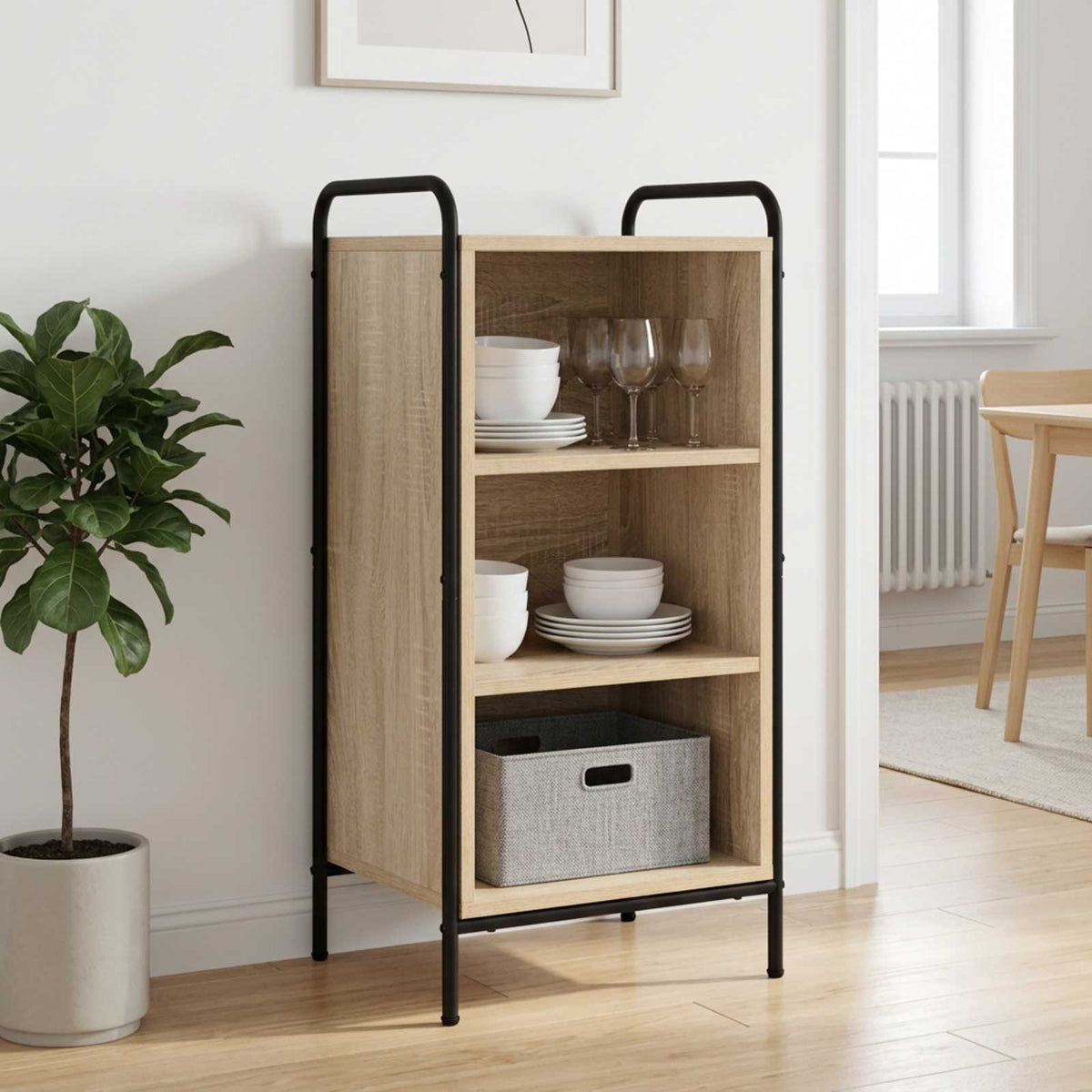 Sideboard 40 x 33 x 80.5 cm Engineered Wood with 2 Shelves Sonoma oak